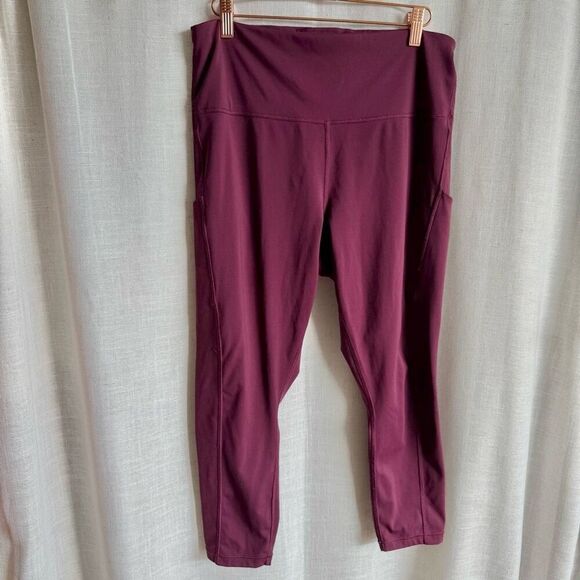 Athleta Ultimate Stash Pocket 7/8 Tights Leggings Deep Burgundy 1X High Rise - Picture 1 of 14